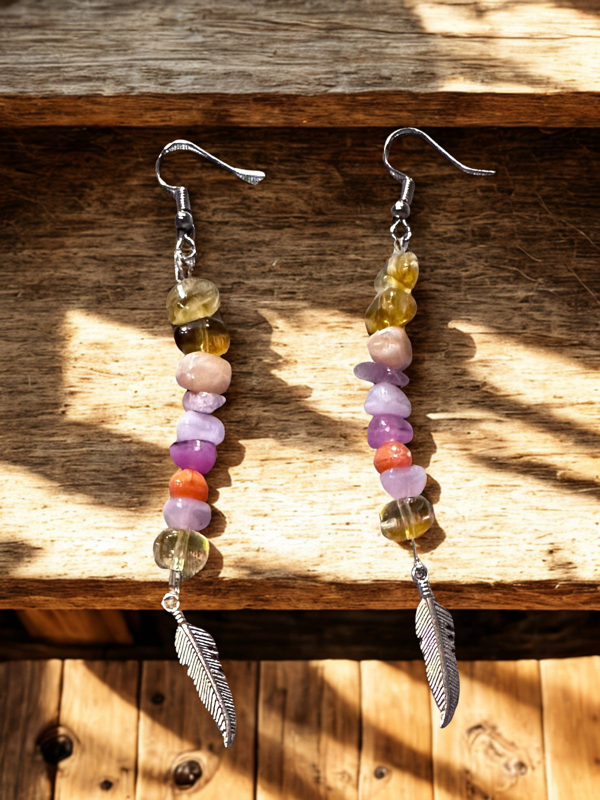 Earrings - Glass and Natural Rock