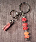 dusty red keychain