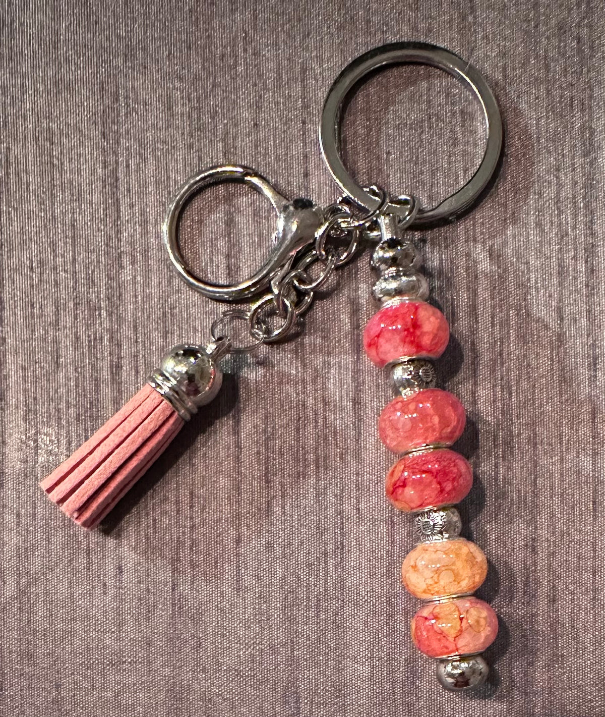 dusty red keychain