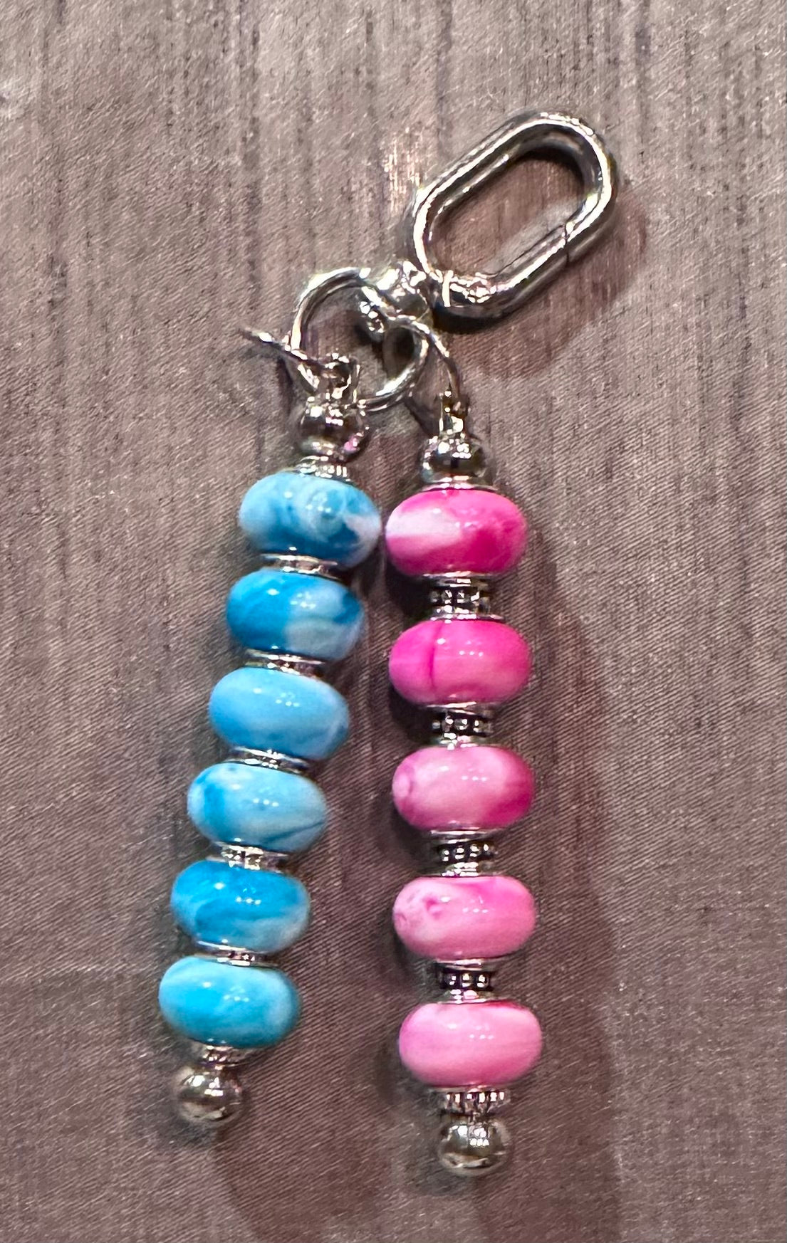 Blue an pink double keychain