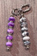 Black and purple tie dye keychain