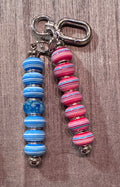Blue and pink striped double keychain
