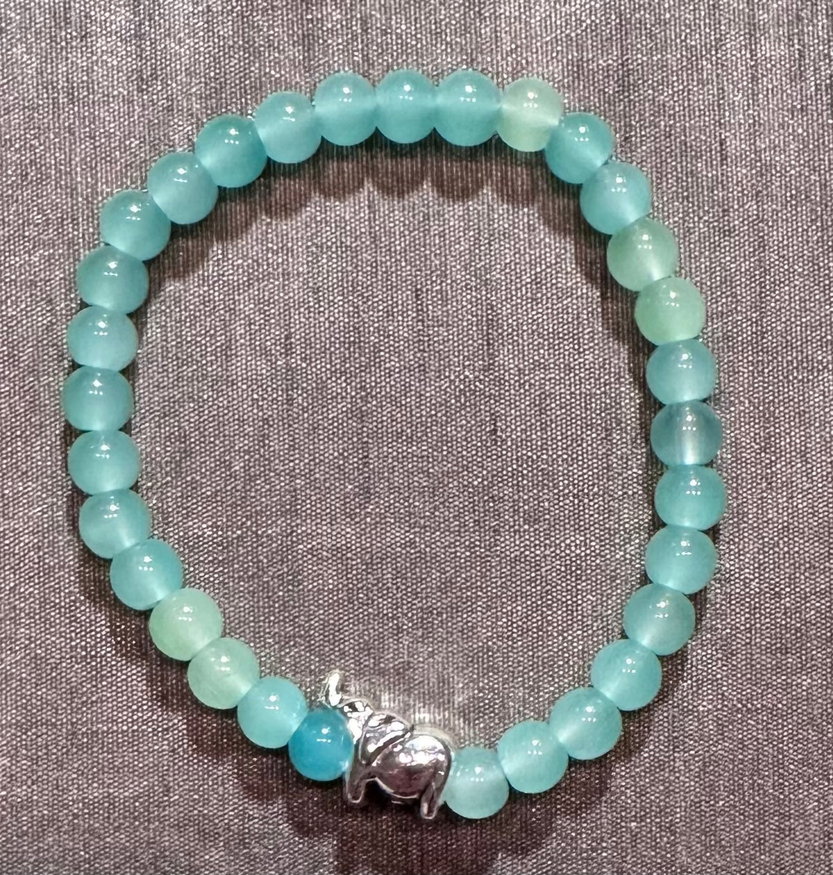 Elephant and Glass Bead Bracelet