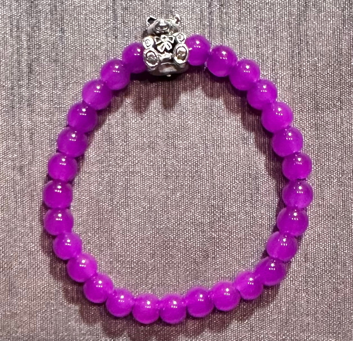 Teddy Bear and Glass Bead Bracelet
