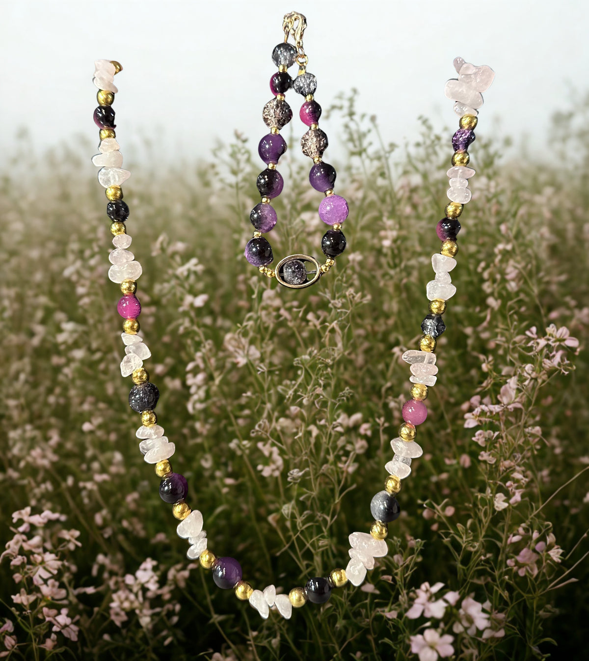 2 Piece Jewelry Set with Natural Rock